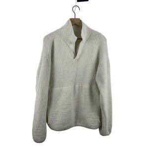 SKIMS Women's Small Medium Cozy Knit Snap Pullover Bone White Kangaroo Pocket